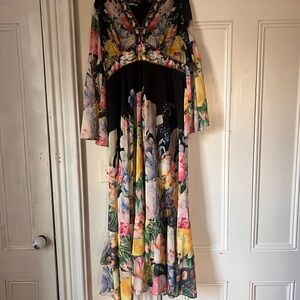 Dalia Black and Multicolor Floral Long Sleeve Dress